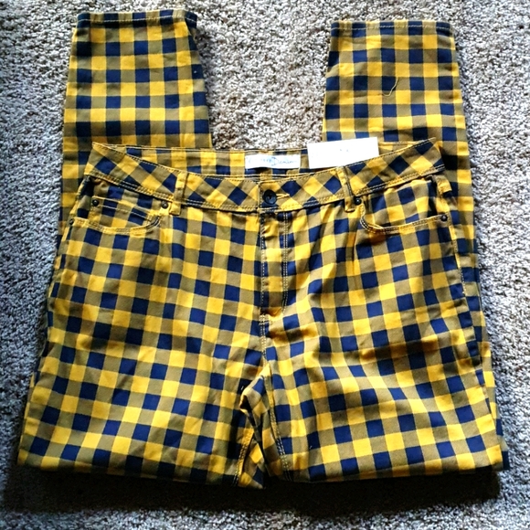 Cato Denim - NWT Cato Yellow & Plaid Buffalo Plaid Jeans sz 14